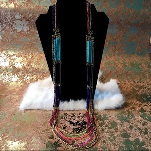 SEQUIN MULTI-COLOR BEADED STATEMENT NECKLACE NWT